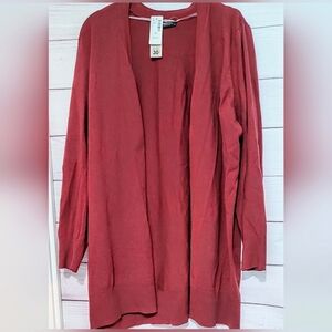 Nwt Reitmans rusty burgundy size 2X open front lightweight knit cardigan